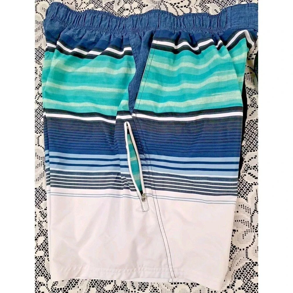 Zeroxposure‎ Swim Shorts Men's XL Lining Pockets Hook & Loop Fly Elastic Waist